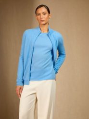 Perfect Cashmere Kaszmirowy kardigan "Ayr" w kolorze błękitnym rozmiar: M. Niebieskie swetry Perfect Cashmere, m, bez wzorów, z kaszmiru, bez ramiączek. Za 413.99 zł.