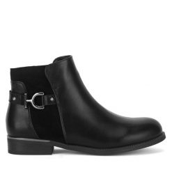 Botki Clara Barson. Czarne botki Clara Barson, bez wzorów, bez obcasa, na płaskiej podeszwie, bez zapięcia. Za 119.99 zł.