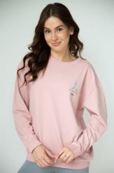 Bluza dresowa damska dłuższa 2skin I love pilates pink. Czerwone bluzy 2SkIN, uniwersalny, bez wzorów, z bawełny, eleganckie, bez ramiączek, bez kaptura. Za 249.00 zł.