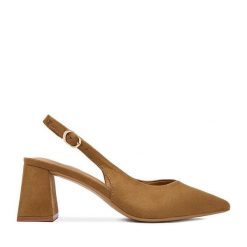 Czółenka JENNY. Brązowe czółenka Jenny, bez wzorów, bez obcasa, bez zapięcia. Za 119.99 zł.