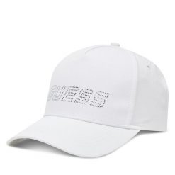 Czapka z daszkiem Guess. Białe czapki z daszkiem Guess, z aplikacjami. Za 109.99 zł.