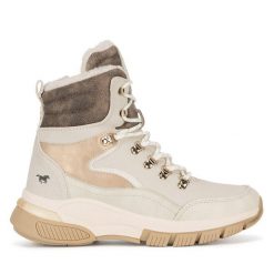 Botki Mustang. Brązowe botki Mustang, bez wzorów, bez obcasa, na płaskiej podeszwie, bez zapięcia. Za 279.99 zł.