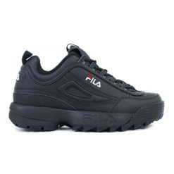 Buty Fila Disruptor Low 1010302-12V czarne. Czarne buty treningowe bez wzorów, z gumy, przed kostkę, bez zapięcia. Za 470.31 zł.