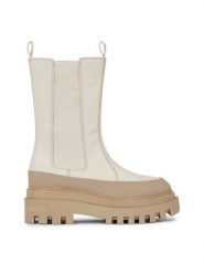 Calvin Klein Jeans Sztyblety Flatform Chelsea Boot Lth Wn YW0YW01111 Écru. Botki Calvin Klein Jeans, bez wzorów, z jeansu, bez obcasa, na płaskiej podeszwie, bez zapięcia. Za 409.99 zł.