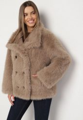 Brązowa Kurtka Dwustronna w Stylu Biker z Futerkiem Aflita. Brązowe kurtki Born2be, l, bez wzorów, z jeansu, eleganckie, bez kaptura. Za 349.99 zł.