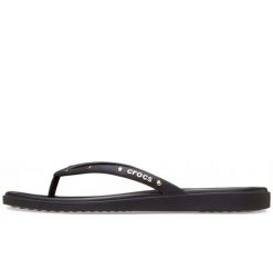 Klapki Crocs Miami Studded Flip W Damskie. Czarne klapki Crocs, bez wzorów, z materiału, glamour, bez obcasa, na koturnie, bez zapięcia. Za 280.99 zł.