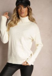 Jasnobeżowy Golf o Klasycznym Kroju Savelle. Brązowe swetry Renee, l, bez wzorów, z jeansu, eleganckie, bez ramiączek. W wyprzedaży za 87.99 zł.