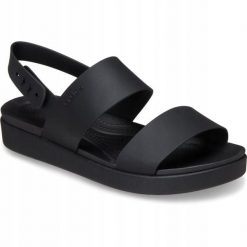Sandały dla Kobiet Crocs Brooklyn Backstrap Low. Czarne sandały Crocs, bez wzorów, z materiału, eleganckie, bez obcasa, na obcasie, bez zapięcia. Za 275.10 zł.