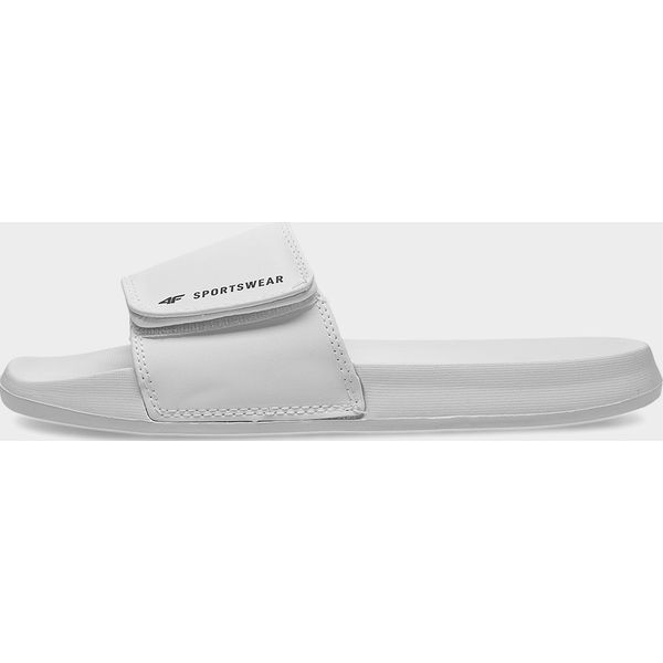 4F Klapki damskie 41. Białe klapki 4f, bez wzorów, z syntetyku, bez obcasa, bez zapięcia. Za 69.99 zł.
