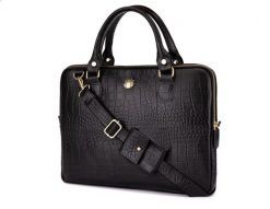 Torba na laptopa 13,3'' skórzana SOLIER czarna FL26 Alcamo. Czarne torby na laptopa Solier, bez wzorów, ze skóry, do ręki. Za 549.99 zł.