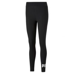 Legginsy treningowe damskie Puma ESS Logo. Czarne legginsy Puma, bez wzorów, z bawełny, klasyczne, długie. Za 160.46 zł.