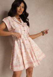 Różowa Koszulowa Sukienka z Wiskozy z Paskiem z Klamrą Nitalana. Czerwone sukienki Renee, na co dzień, l, bez wzorów, z materiału, eleganckie, bez kołnierzyka, bez ramiączek, mini, koszulowe. W wyprzedaży za 195.99 zł.