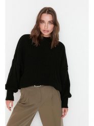 Trendyol Sweter w kolorze czarnym rozmiar: L. Czarne swetry Trendyol, l, bez wzorów, ze splotem, bez ramiączek. Za 88.02 zł.