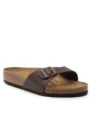 Birkenstock Klapki Madrid Bs 40391 Brązowy. Brązowe klapki Birkenstock, bez wzorów, ze skóry, bez obcasa, bez zapięcia. Za 359.99 zł.