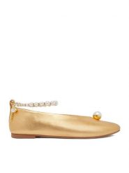 GINO ROSSI Baleriny CEO-ROSE-LT1670-9 Złoty. Żółte baleriny Gino Rossi, bez wzorów, ze skóry, bez obcasa, bez zapięcia. Za 349.99 zł.