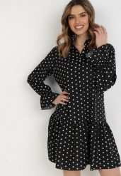 Czarna Sukienka Nikathe. Czarne sukienki Born2be, l, z aplikacjami, z tkaniny, bez kołnierzyka, bez ramiączek, mini. W wyprzedaży za 55.99 zł.