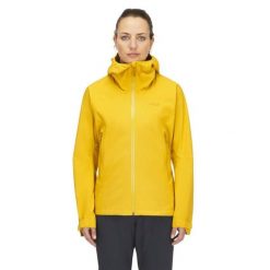 Kurtka przeciwdeszczowa damska Rab Women's Downpour Light Jacket z kapturem. Żółte kurtki RAB, s, bez wzorów, z kapturem, trekkingowe. Za 539.99 zł.