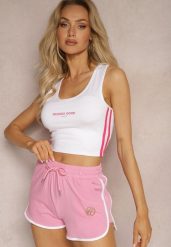 Różowe Szorty Dresowe z Bawełny High Waist z Metalową Wstawką Lumira. Czerwone szorty Renee, bez wzorów, z bawełny, sportowe. W wyprzedaży za 27.99 zł.