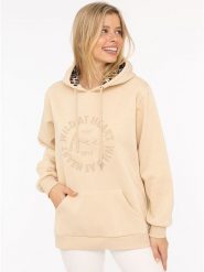 Zwillingsherz Bluza "Wild at heart" w kolorze beżowym rozmiar: L/XL. Brązowe bluzy Zwillingsherz, l, bez wzorów, bez ramiączek, z kapturem. Za 233.33 zł.