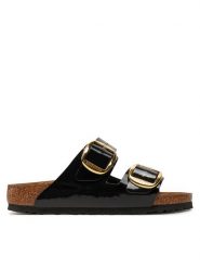 Birkenstock Klapki Arizona Big Buckle Bf 1027918 Czarny. Czarne klapki Birkenstock, bez wzorów, ze skóry, bez obcasa, bez zapięcia. Za 539.99 zł.