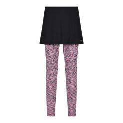 Damskie legginsy 2 w 1 z dżerseju CMP. Czarne legginsy CMP, bez wzorów, z dżerseju, sportowe. Za 294.70 zł.