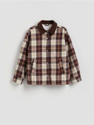 Kurtka shacket z kołnierzykiem - wielobarwny. Kurtki Reserved, l, bez wzorów, z tkaniny, bez kaptura. Za 259.99 zł.