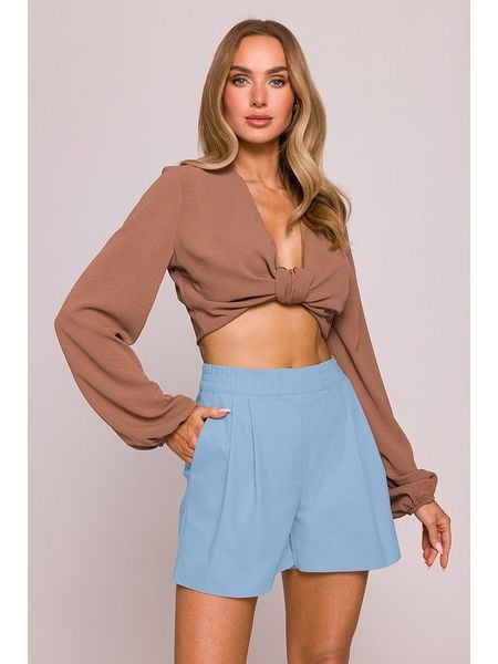 Made of emotion Bluzka w kolorze jasnobrązowym rozmiar: S. Brązowe bluzki Made Of Emotion, s, bez wzorów, bez kołnierzyka, bez ramiączek. Za 172.08 zł.