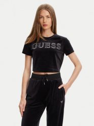 Guess Bluzka V3BI01 K0232 Czarny Regular Fit. Czarne bluzki Guess, xl, z aplikacjami, z syntetyku, bez kołnierzyka, bez ramiączek. Za 199.99 zł.