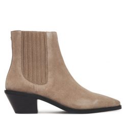 Botki BOSS. Brązowe botki Boss, bez wzorów, bez obcasa, na płaskiej podeszwie, bez zapięcia. Za 1,199.00 zł.