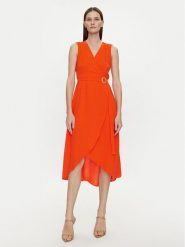 Morgan Sukienka letnia 241-ROAN Pomarańczowy Regular Fit. Brązowe sukienki Morgan, bez wzorów, z syntetyku, bez kołnierzyka, bez ramiączek. Za 229.99 zł.