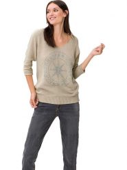 Heine Sweter w kolorze beżowym rozmiar: 36. Brązowe swetry Heine, bez wzorów, z bawełny, bez ramiączek. Za 70.41 zł.