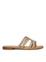 Geox Klapki D Sozy Plus D65DQA 000EW C2016 Złoty. Żółte klapki Geox, bez wzorów, z materiału, bez obcasa, bez zapięcia. Za 399.99 zł.