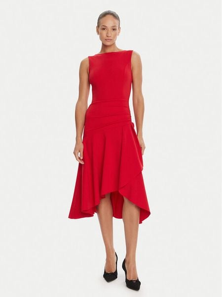 Rinascimento Sukienka koktajlowa CFC0125337003 Czerwony Regular Fit. Czerwone sukienki Rinascimento, l, bez wzorów, z syntetyku, wizytowe, bez kołnierzyka, bez ramiączek. Za 369.99 zł.