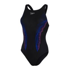 Damski jednoczęściowy kostium kąpielowy Speedo Eco+ Placem Recordbr. Czarne stroje jednoczęściowe Speedo, bez wzorów, sportowe. Za 139.99 zł.