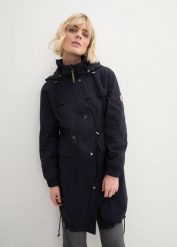 Parka trencz z dużymi kieszeniami. Czarne płaszcze bonprix, bez wzorów, z kapturem. Za 239.99 zł.
