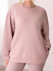 Bluza - różowy. Czerwone bluzy Sinsay, l, bez wzorów, bez ramiączek, bez kaptura. Za 39.99 zł.