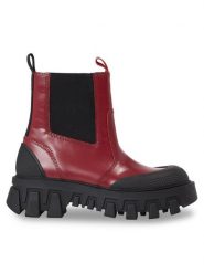 Tommy Jeans Sztyblety Tjw Chunky Chelsea Mix Material EN0EN02375 Czerwony. Czerwone botki Tommy Jeans, bez wzorów, z jeansu, bez obcasa, na płaskiej podeszwie, bez zapięcia. Za 419.99 zł.