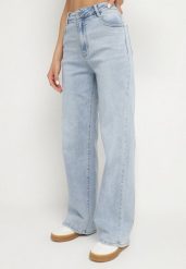 Jasnoniebieskie Jeansy Szerokie z Wysokim Stanem Lenamira. Niebieskie jeansy Born2be, bez wzorów, z denimu, biznesowe, z podwyższonym stanem. W wyprzedaży za 110.49 zł.