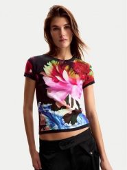 Desigual T-Shirt Multiflowers Lacroix 26SWTK49 Czarny Regular Fit. Czarne t-shirty Desigual, s, bez wzorów, z bawełny, bez kołnierzyka, bez ramiączek. Za 249.99 zł.