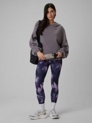 Legginsy fitness dzianinowe damskie. Fioletowe legginsy 4f, bez wzorów, z dzianiny, klasyczne, długie. Za 139.99 zł.