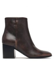 Guess Botki FLFALE LEA10 Brązowy ciemny. Brązowe botki Guess, z aplikacjami, bez obcasa, na słupku, bez zapięcia. Za 494.99 zł.