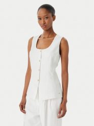 Tommy Hilfiger Top WW0WW49765 Biały Slim Fit. Białe topy Tommy Hilfiger, bez wzorów, z bawełny, bez kołnierzyka, bez ramiączek. Za 699.99 zł.