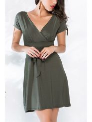 LA Angels Sukienka w kolorze khaki rozmiar: XL. Brązowe sukienki LA Angels, na imprezę, xl, bez wzorów, bez kołnierzyka, bez ramiączek, mini, rozkloszowane. Za 104.14 zł.