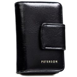 Portfel damski Peterson PTN 009-HF czarny. Czarne portfele Peterson, bez wzorów, ze skóry ekologicznej. Za 56.99 zł.