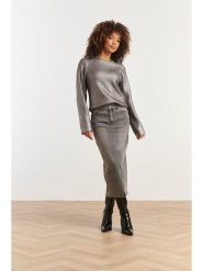 Smashed Lemon Spódnica dżinsowa w kolorze szarym rozmiar: M. Szare spódnice Smashed Lemon, m, bez wzorów, klasyczne, midi. Za 130.81 zł.