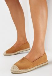 Brązowe Espadryle Płaskie z Plecionymi Wstawkami Xenisa. Brązowe espadryle Born2be, bez wzorów, bez obcasa, na płaskiej podeszwie. Za 109.99 zł.