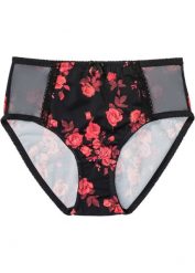 Figi maxi z poliamidu z recyklingu. Czarne figi bonprix, bez wzorów, z poliamidu. Za 27.99 zł.