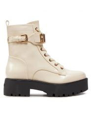 Guess Botki Vaires FLTSOM PAT10 Beżowy. Brązowe botki Guess, z aplikacjami, ze skóry, bez obcasa, na płaskiej podeszwie, bez zapięcia. Za 399.99 zł.