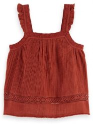 Scotch & Soda Top w kolorze czerwonym rozmiar: 176. Czerwone topy Scotch & Soda, bez wzorów, z bawełny, bez kołnierzyka, bez ramiączek. Za 92.64 zł.