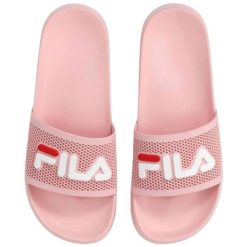 Klapki damskie FILA Morro Bay Spiro. Czerwone klapki Fila, bez wzorów, z materiału, bez obcasa, bez zapięcia. Za 89.00 zł.